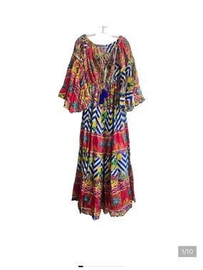Vibrant Multi-Color Boho Tiered Maxi Dress